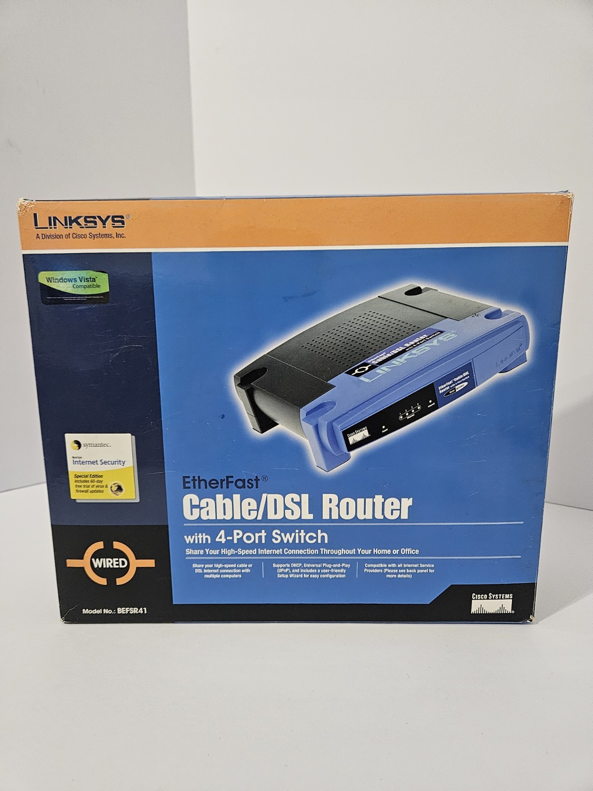Linksys Etherfast Cable/DSL Router With 4 Port Switch Wired Model BEFSR41