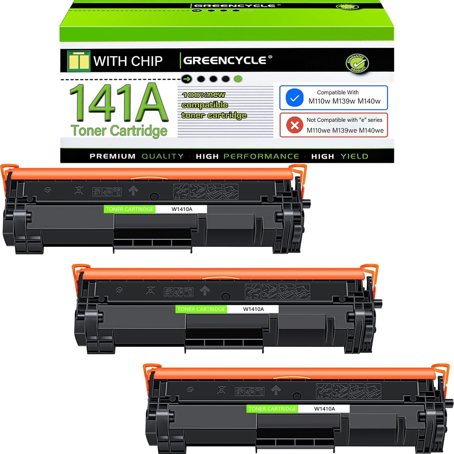 3-Pack Replacement for HP W1410A Black Toner Cartridge Work with M110w MFP M139w