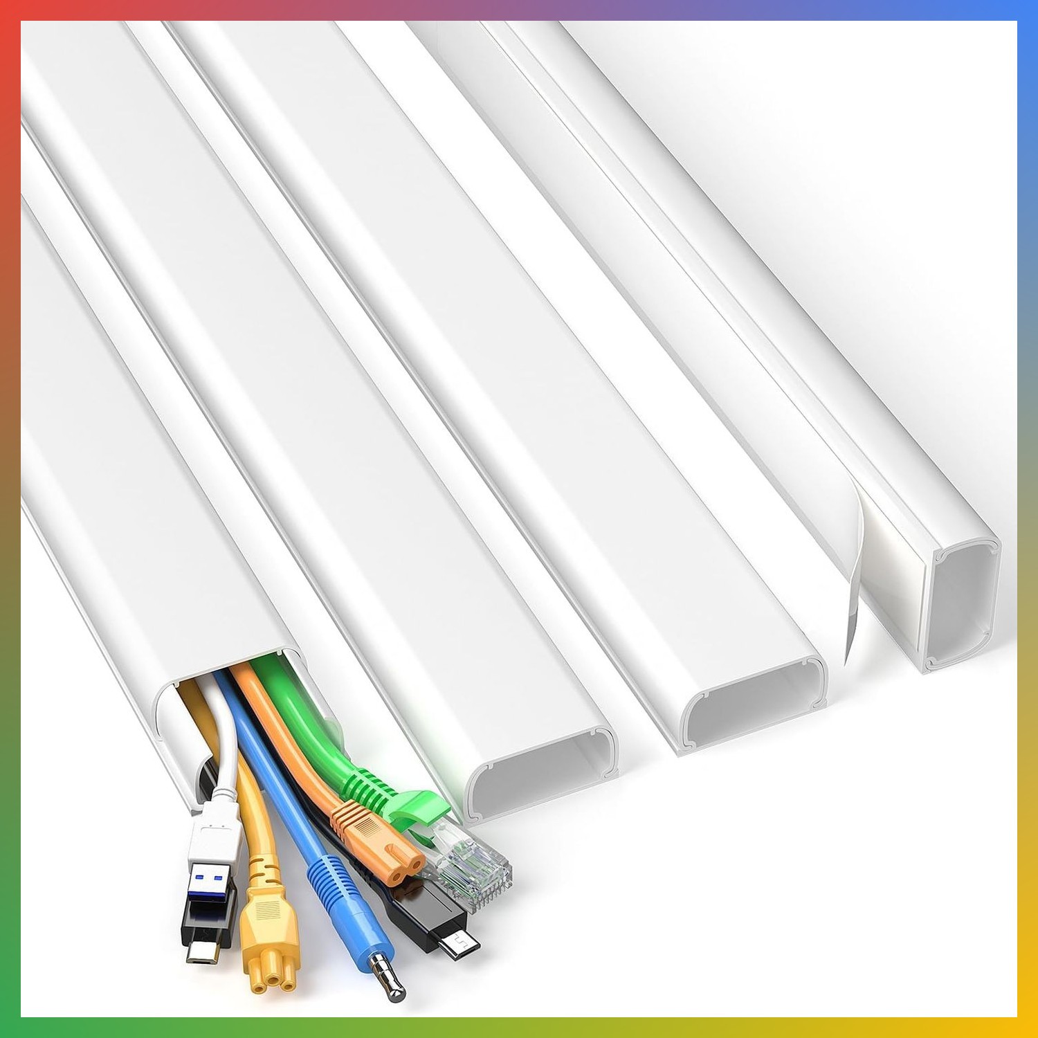 Cord Hider White 62.8in Cable Cover Management Paintable Wire Organizer 4-7 Wire