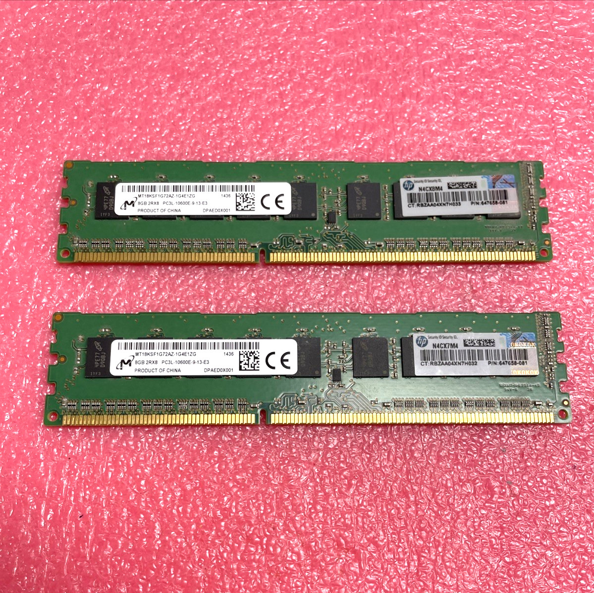 LOT OF 2X Micron 8GB 2Rx8 PC3L-10600E-9-13-E3 ECC  RAM Memory