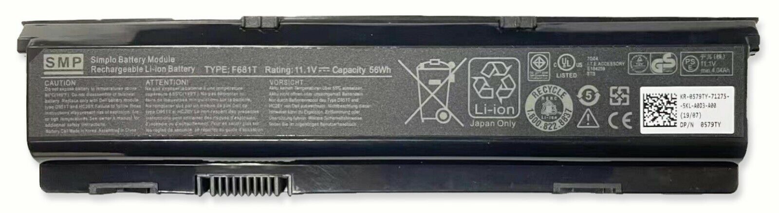 Genuine SMP F681T Battery For M15X R1 D15X P08G D951T SQU-722 SQU-724 T780R