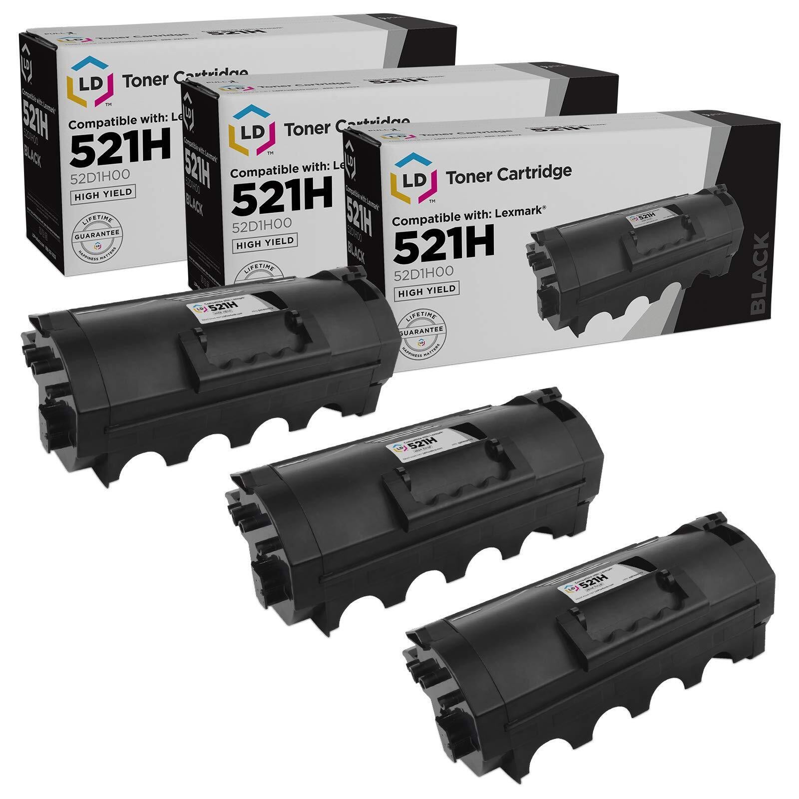 LD Comp Lexmark 52D1H00 3pk HY Black Toner MS810 MS811 MS812 Printers