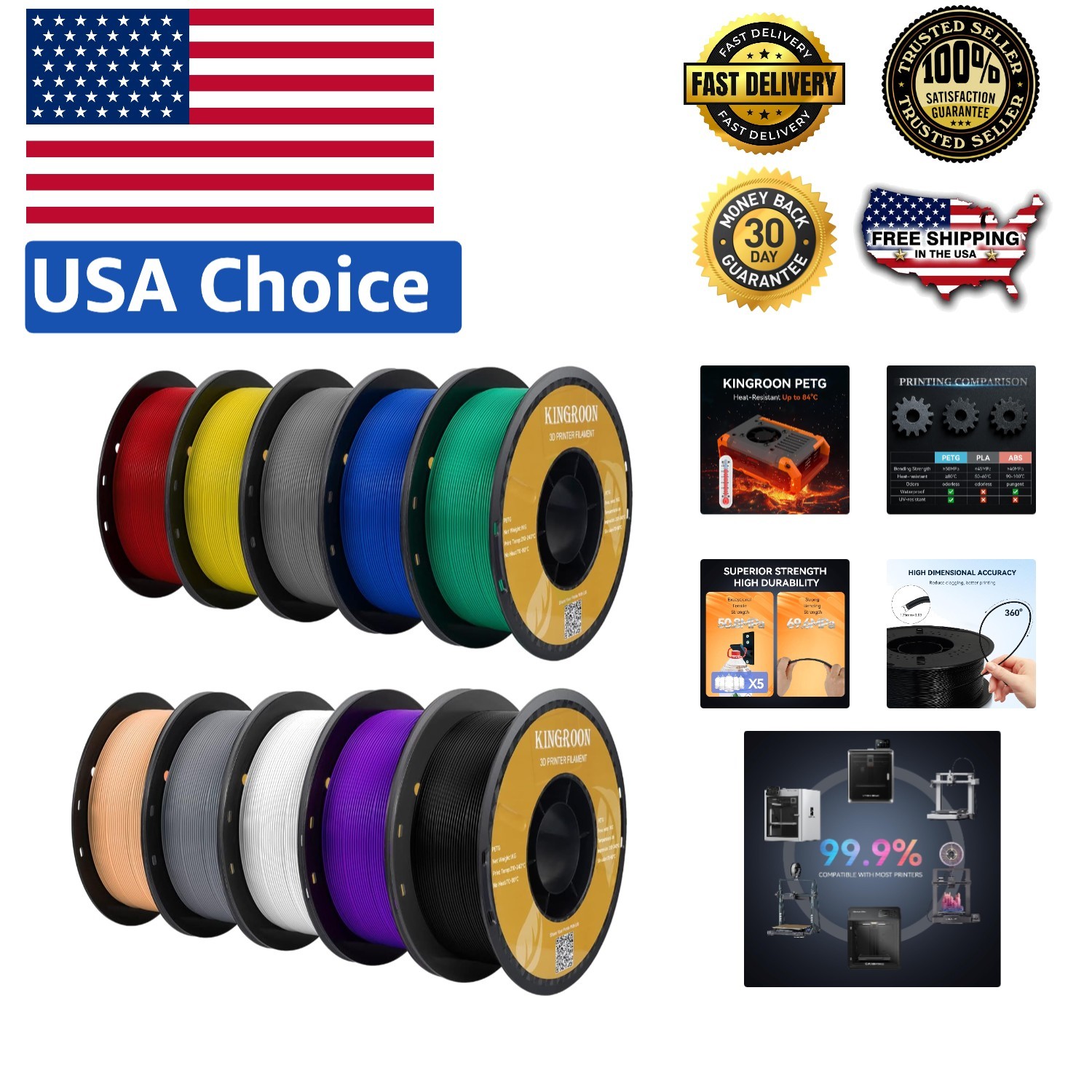 Advanced PETG 3D Printer Filament - 1.75mm, 10kg, High Strength & Versatility