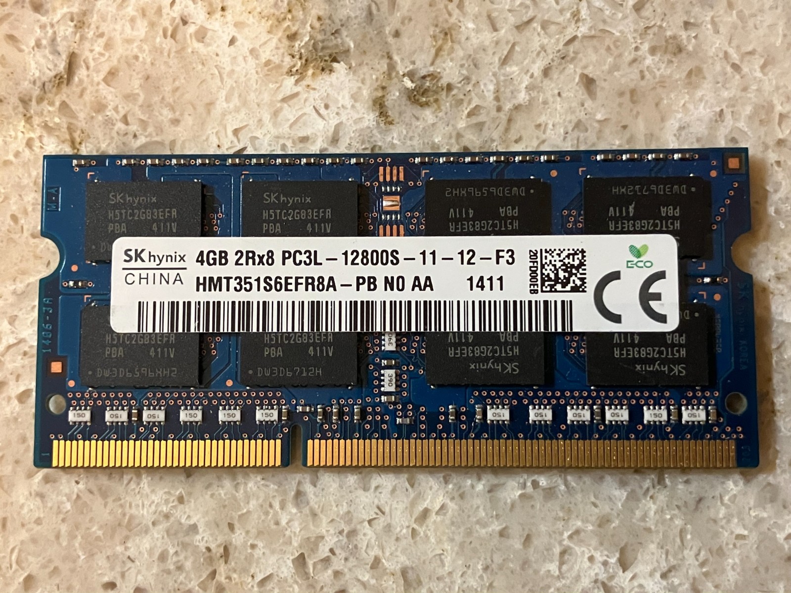 Gently Used Hynix 4GB PC3L-12800S-11-12-F3 Notebook Ram DIMM