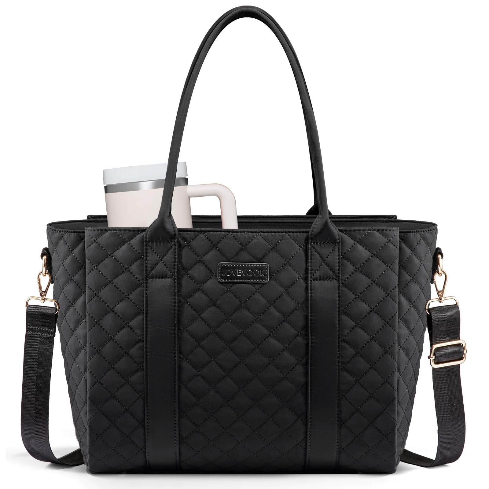 Teacher Tote Bag for Women, Quilted Work Tote Nurse Laptop Bag, Large Compute...