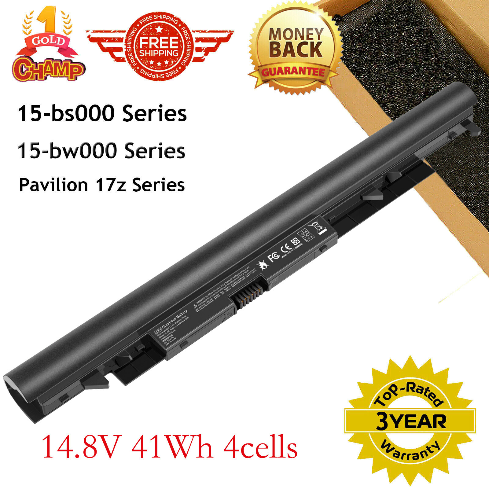Laptop Battery For HP 15-bs015dx 15-bs020wm JC04 JC03 TPN-W129 HSTNN-DB8E 41Wh