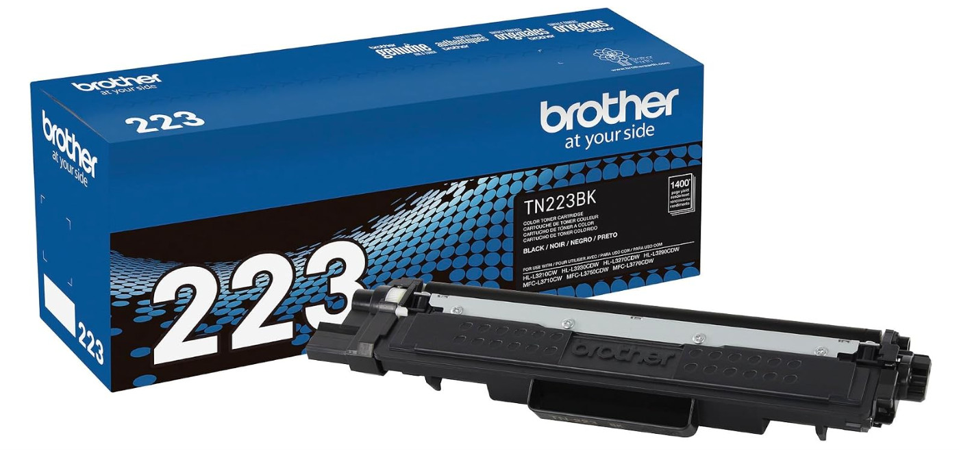 Brother TN223BK Genuine OEM Black Toner Cartridge Standard Yield 1400 Pages