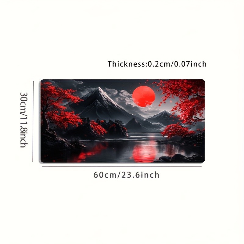 1pc Large-sized Esports Gaming Mouse Pad with a Red Moon Landscape Artistic Im