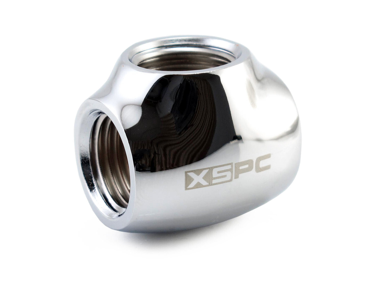 XSPC 3 Way T Splitter Fitting (Chrome Plated Brass) Female G1/4" Threads