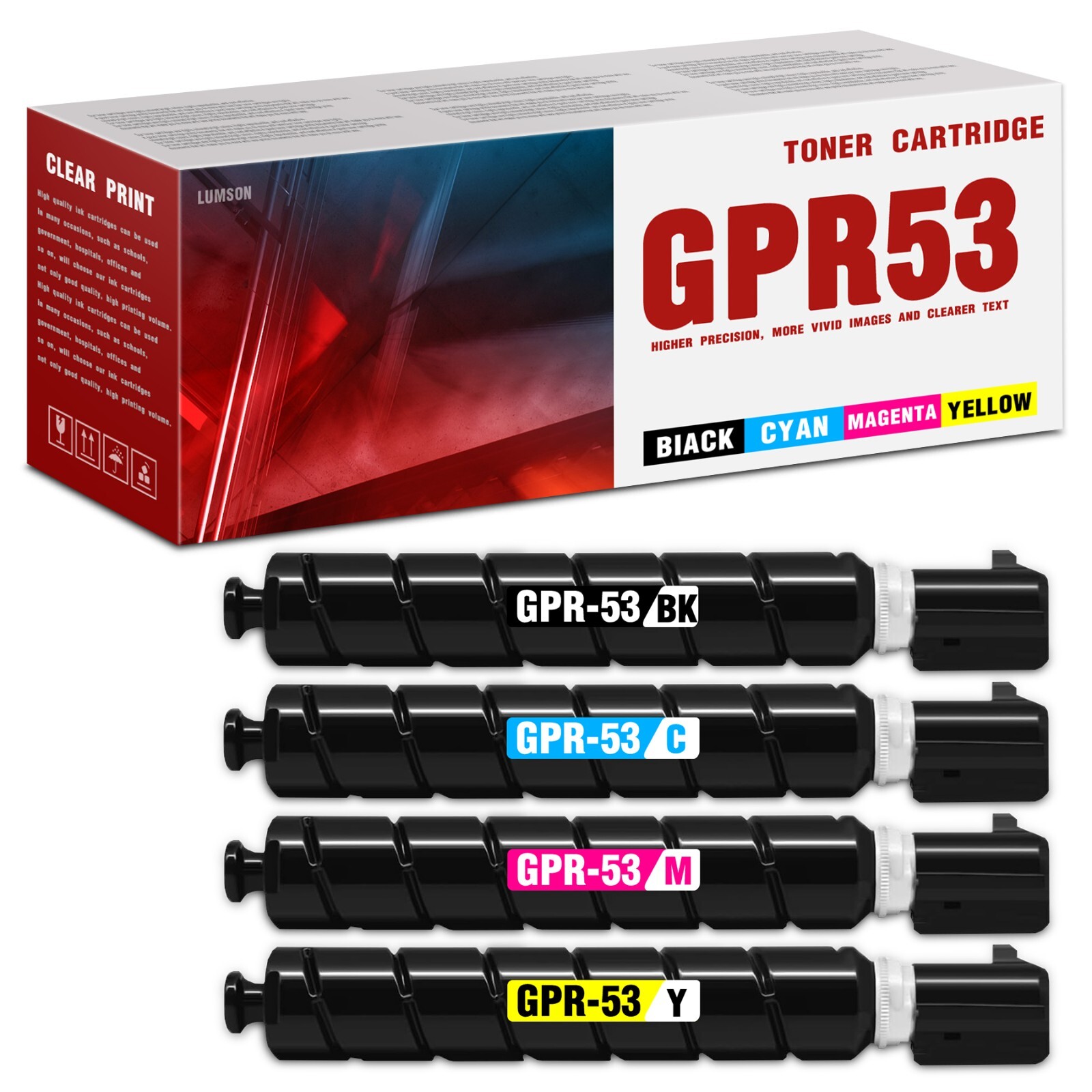 4PK GPR-53 Toner Replacement for Canon GPR53BK GPR-53C GPR-53M GPR-53Y C3730