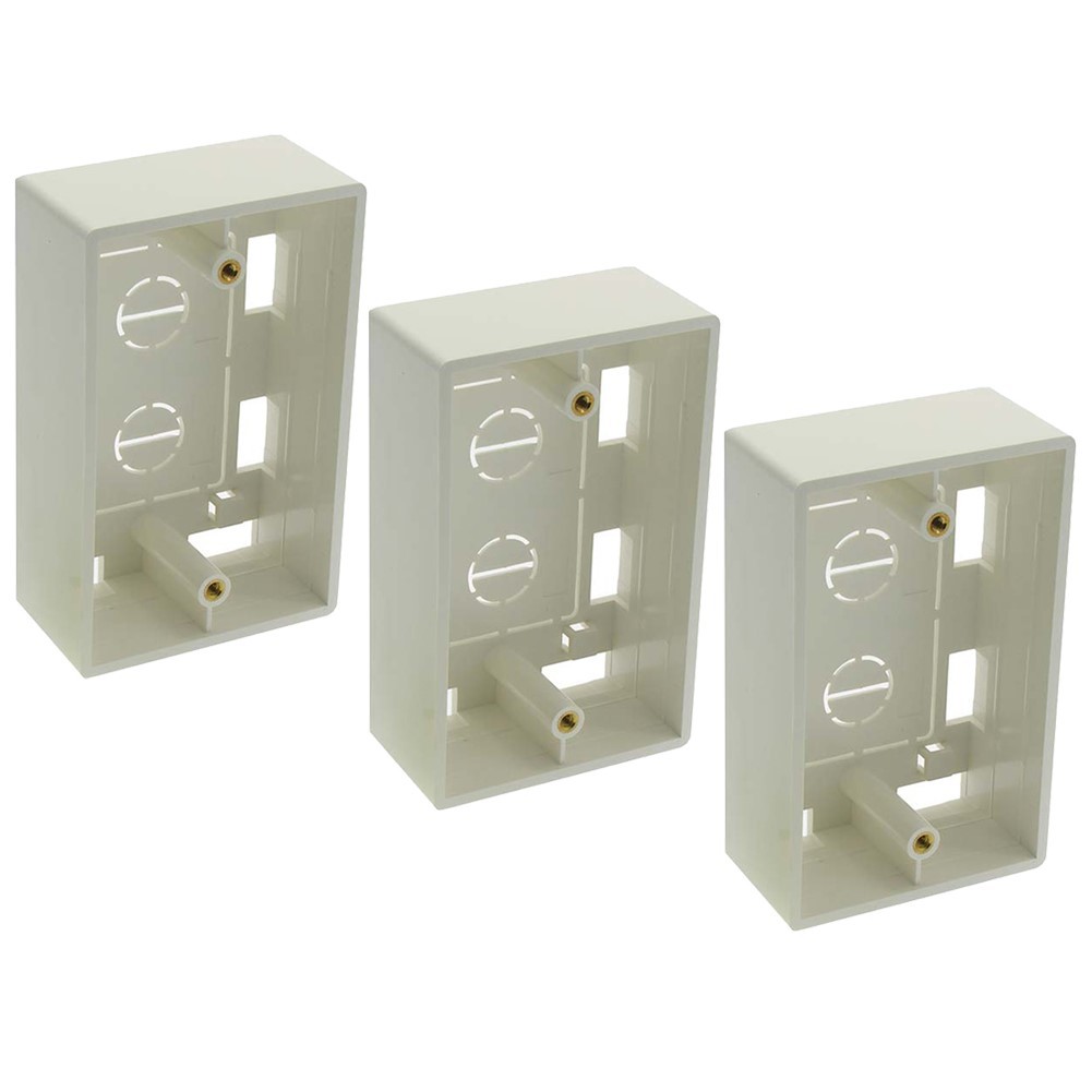 3 Pcs Plastic Surface Mount Junction Box For Wall Plate 1-Gang White