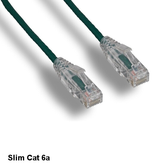 Kentek Green 25ft Ultra Slim Cat6A Patch Cable 28AWG UTP Snagless Ethernet RJ45