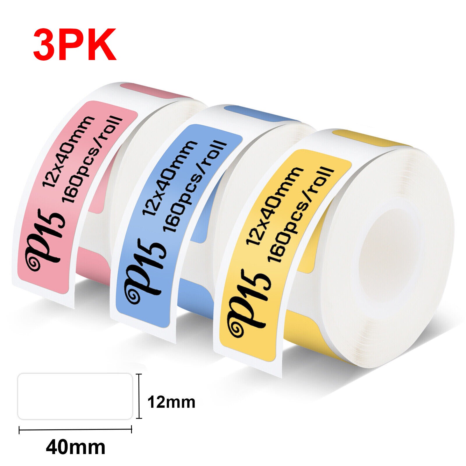 3 Rolls Direct Self-adhesive Label Sticker Thermal Paper for Printer P15 D30 Q30