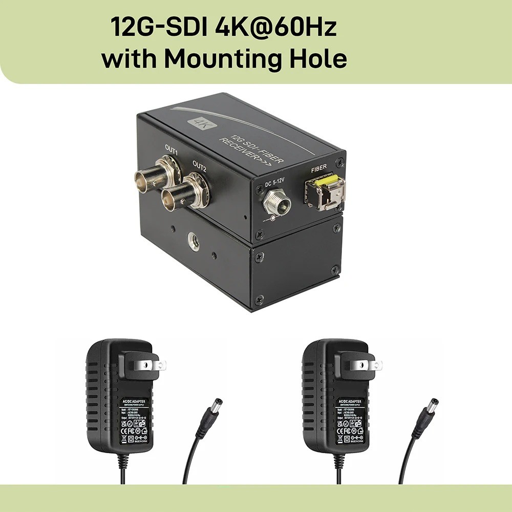 4K@60Hz 12G SDI Fiber Optic Converter 20KM LC SM SD HD 3G 6G 12G SDI TX RX