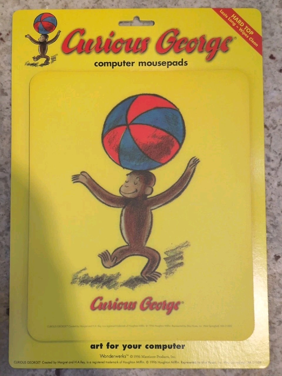 Vintage CURIOUS GEORGE With Ball Computer MOUSEPAD DESK MAT PC GAMING SCHOOL 