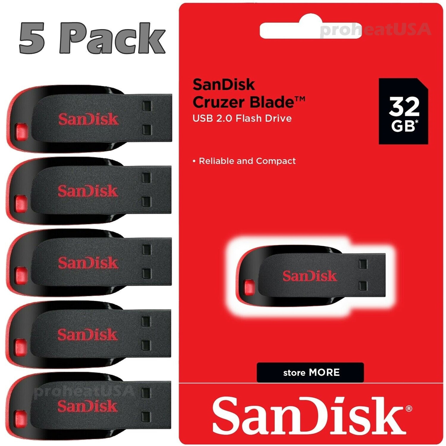 SanDisk Cruzer Blade 32GB USB 2.0 Flash Drive Thumb Memory Stick Lot Pack of 5