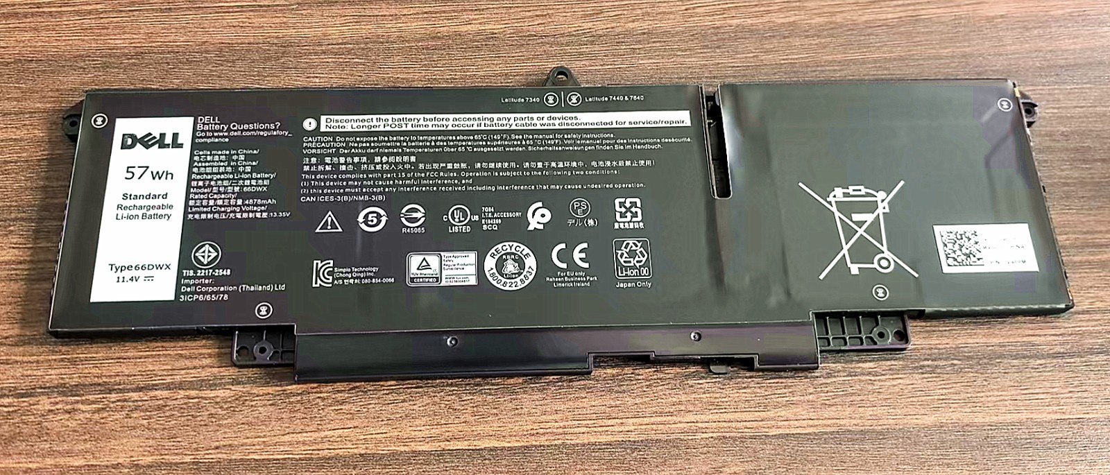 Genuine 66DWX 86D0Y 086D0Y Battery for Latitude 7350 7440 7450 7640 7650 Series