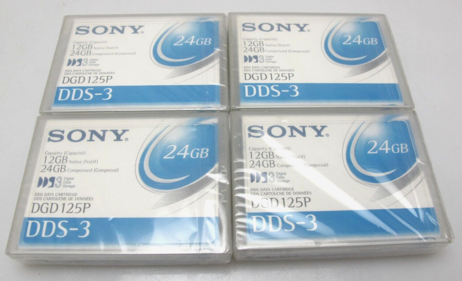Lot 4 Sony DDS3/DDS-3 Premium DAT Data Tape/Cartridge 12/24GB DGD125P 125P 4mm
