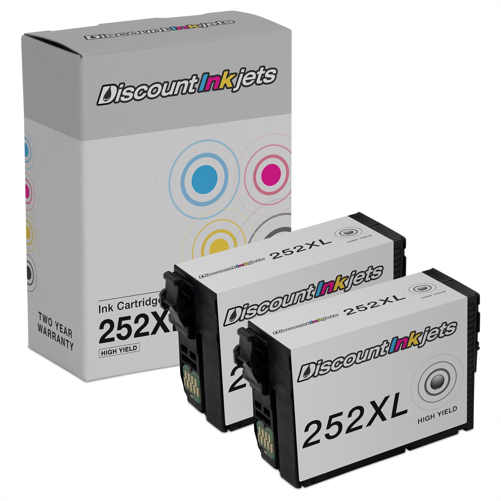 2PK Reman T252XL120 T252XL for Epson 252XL BLACK HY Ink Cartridge WF-3620 WF7710
