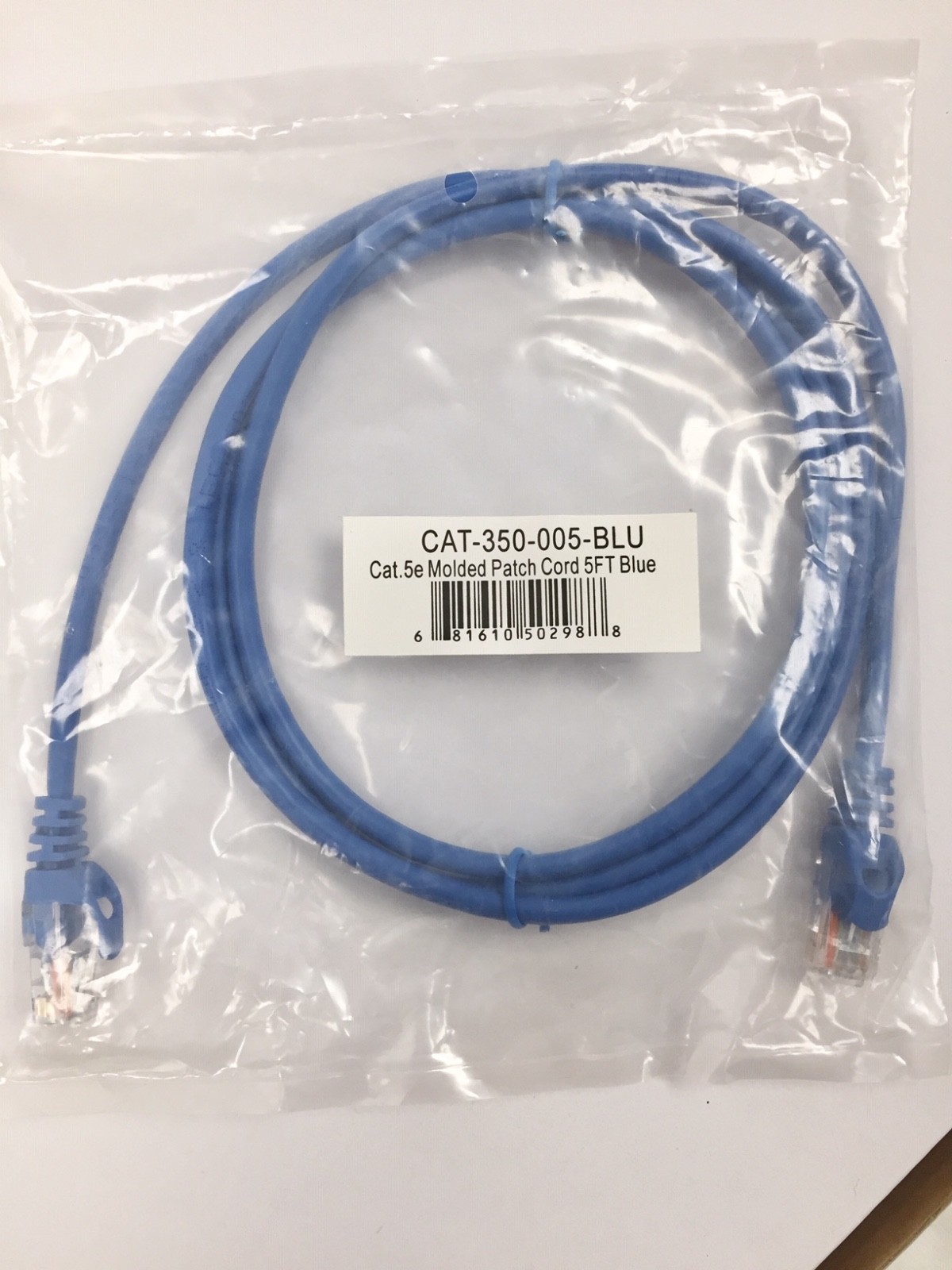 Cat.5E Moulded Ethernet Patch Cord- 5 ft...Lot of 5...FREE SHIPPING