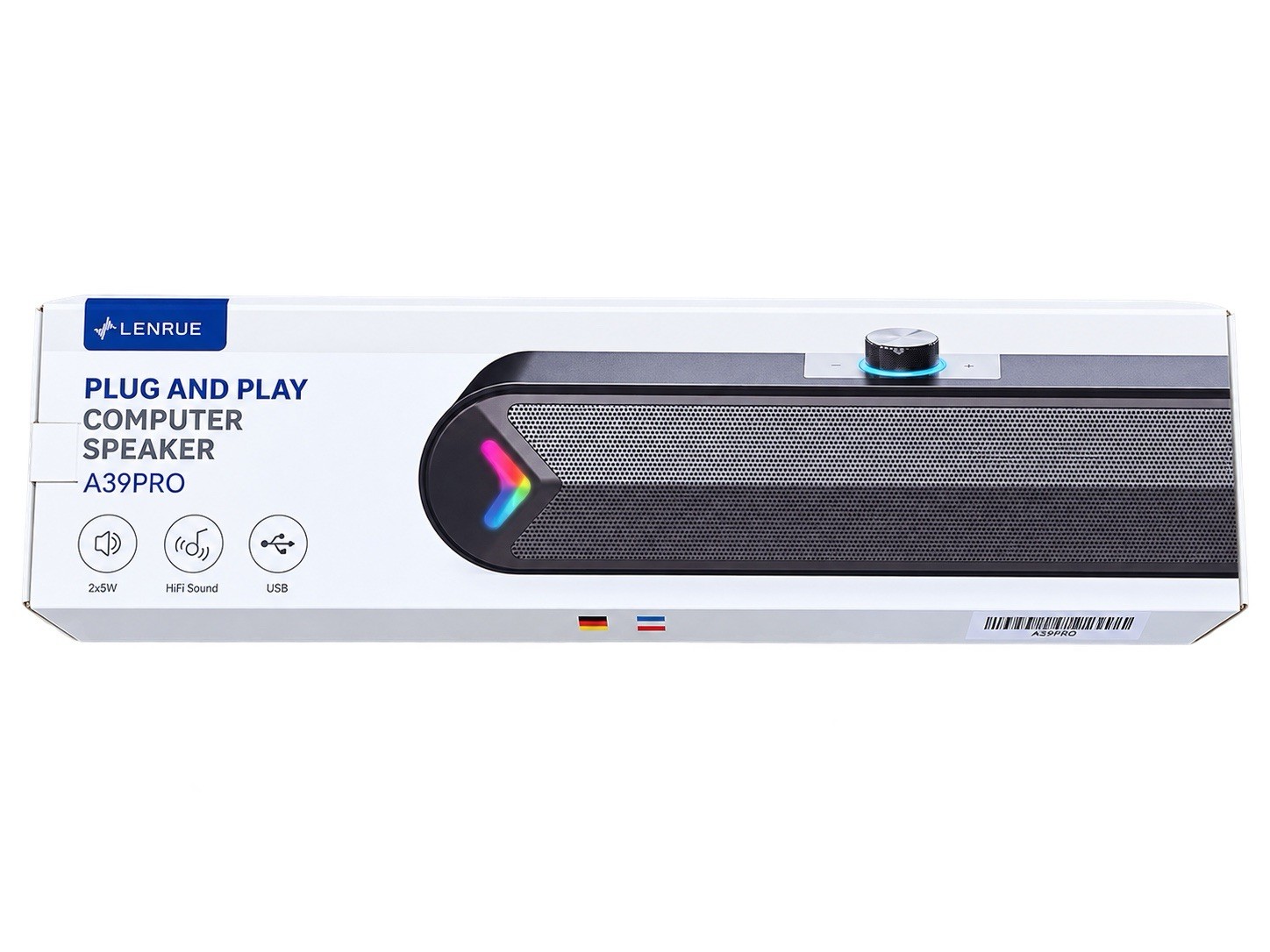 Lenrue A39 PRO Soundbar HiFi Wired USB Powered 3.5mm Black Computer Speaker