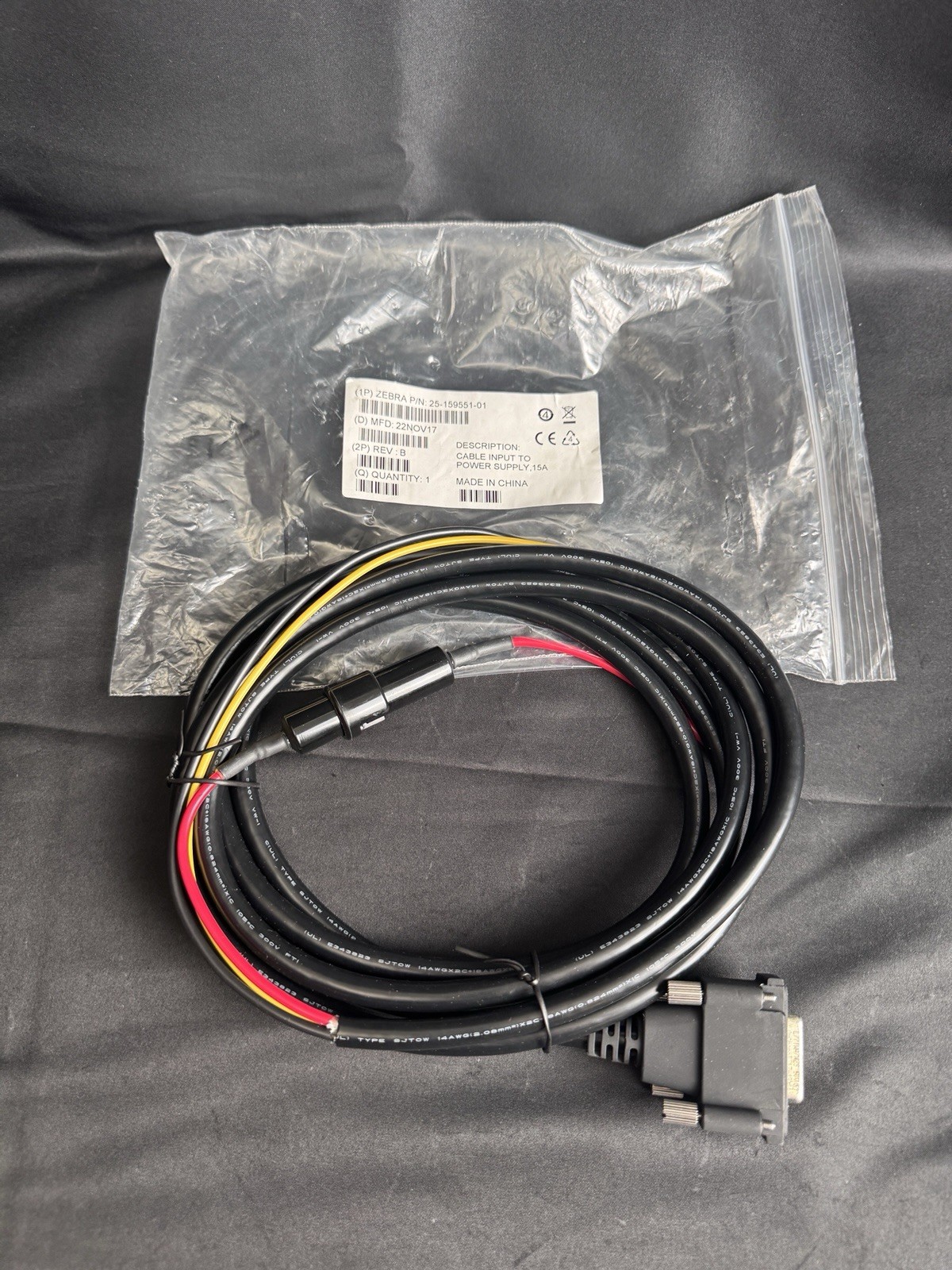 New Zebra 25-159551-01 Power Supply Cable for VC70 15A
