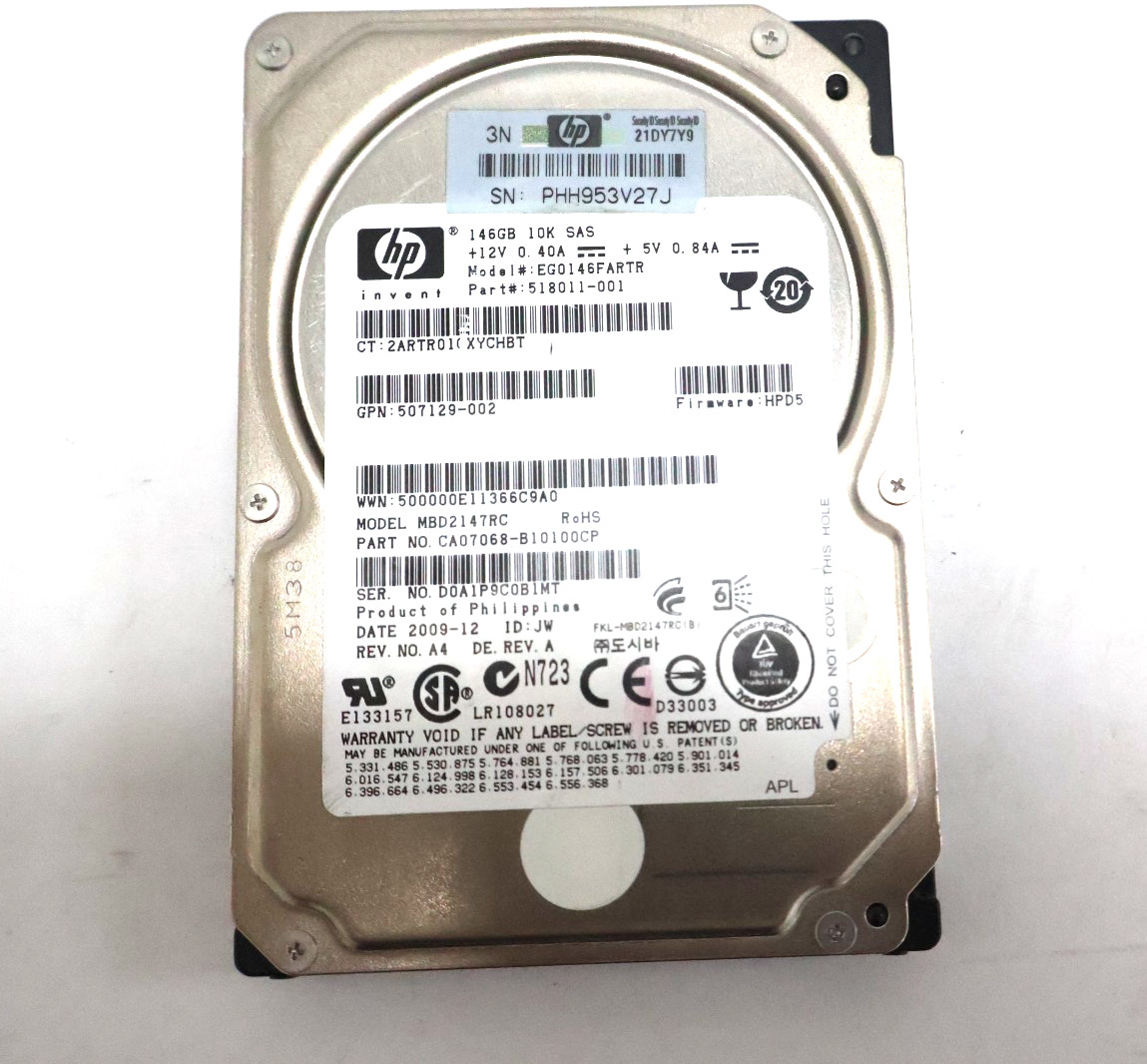 HP EG0146FARTR 146GB 10K RPM 2.5" SAS Hard Drive HDD 518011-001