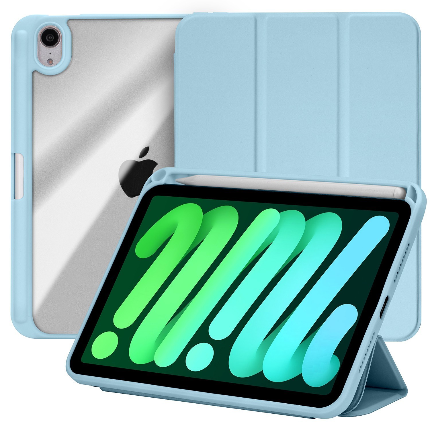 Vena Case For iPad Mini 7 (A17 Pro) iPad Mini 6 Clear Back Cover Trifold Stand