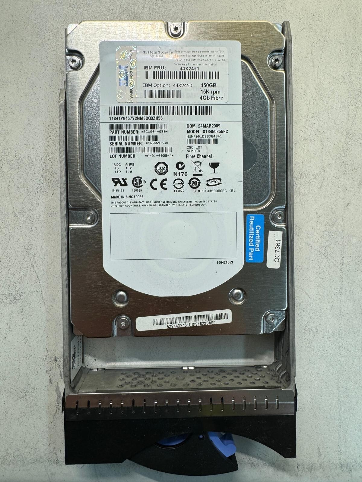 IBM 44X2451 44X2450 450Gb 15K 4GBPS 3.5in Fibre Channel FC DS4700 DS5020 Drive