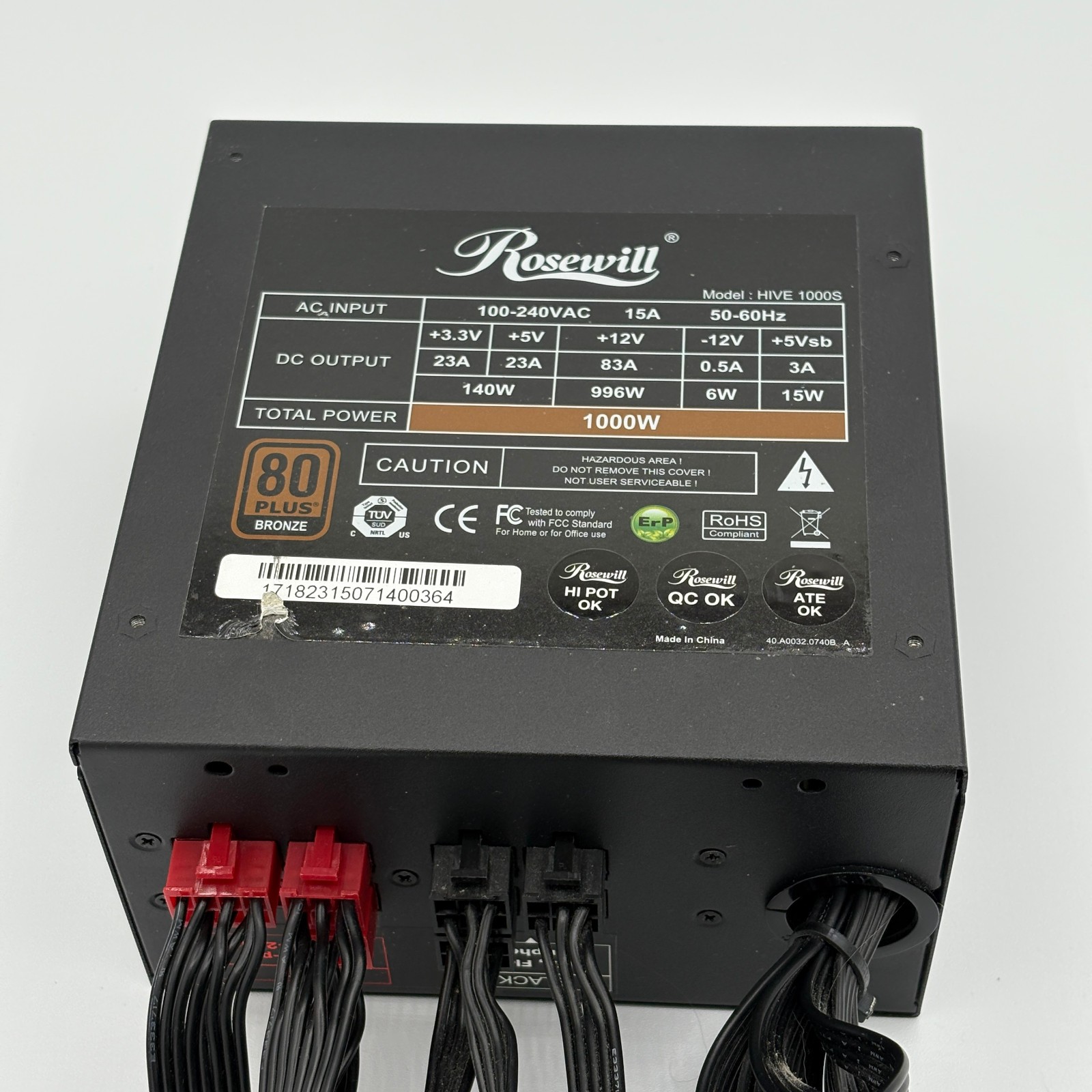 Rosewill HIVE-1000S 80 Plus Bronze Semi Modular Power Supply with Cables Tested