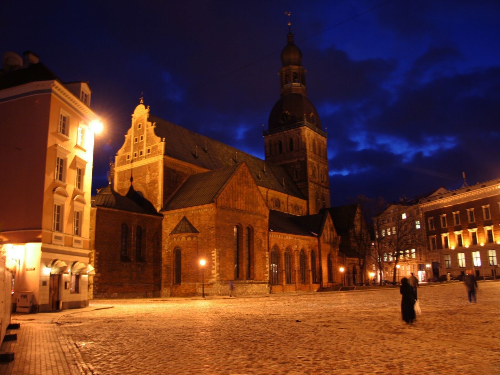 Landscape town lights architecture church riga cathedral Custom Gaming Mat Desk