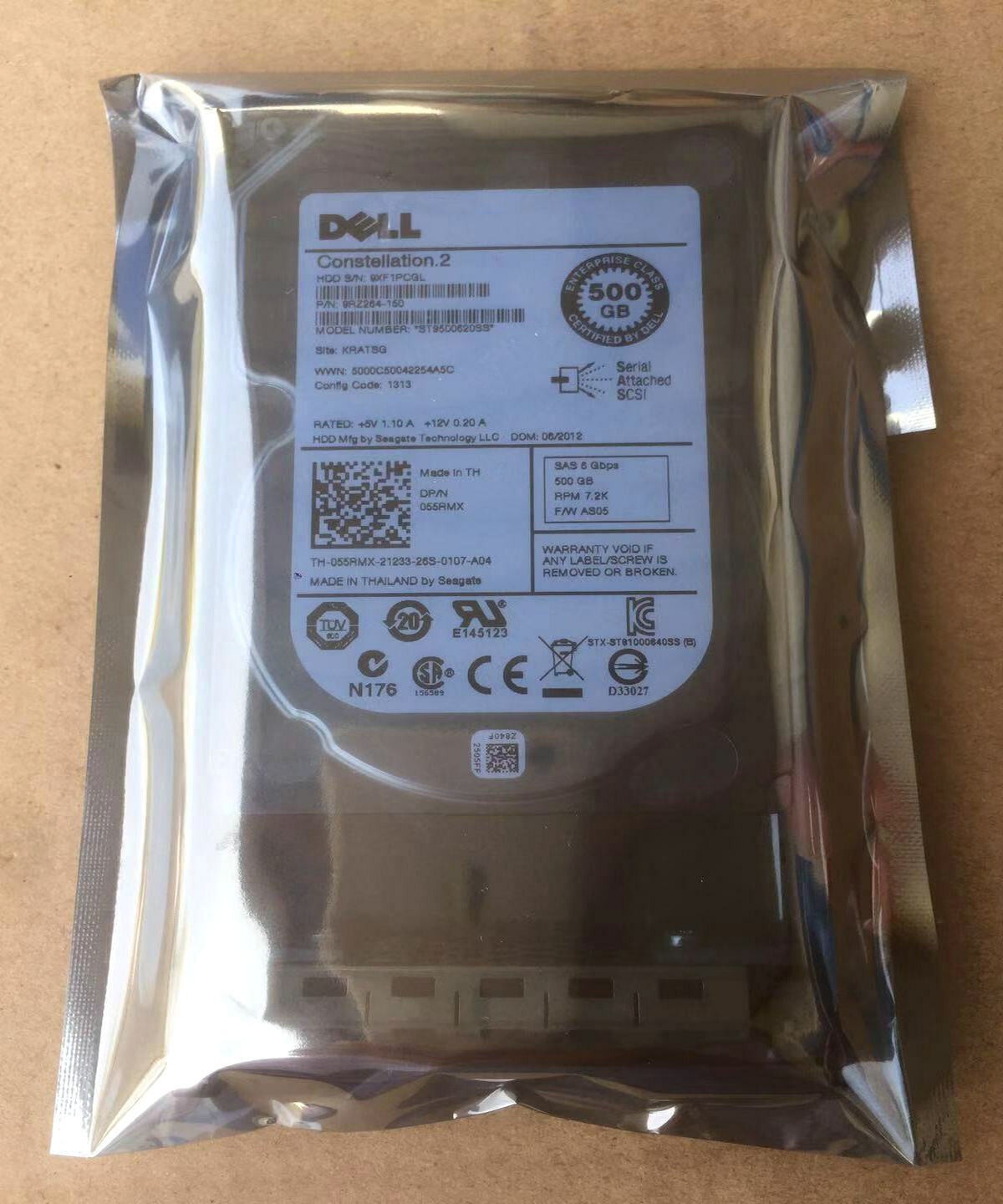 Dell 500GB 6G SAS 7.2K 2.5'' SFF Enterprise Server Hard Drive 055RMX 55RMX