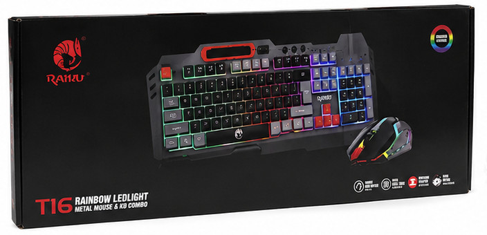 RAIKU T16 RGB Gaming Keyboard Mouse Combo Wired USB LED Backlit PC 104-Key