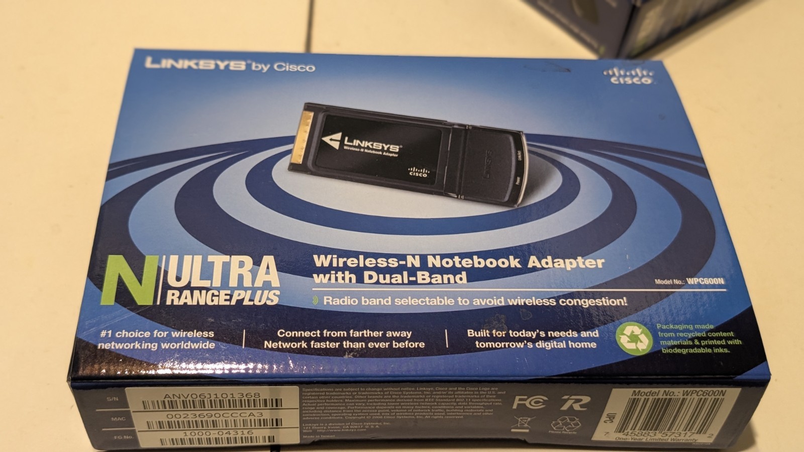 Linksys by Cisco WPC600N Ultra RangePlus Wireless-N Notebook Adapter Dual-Band 