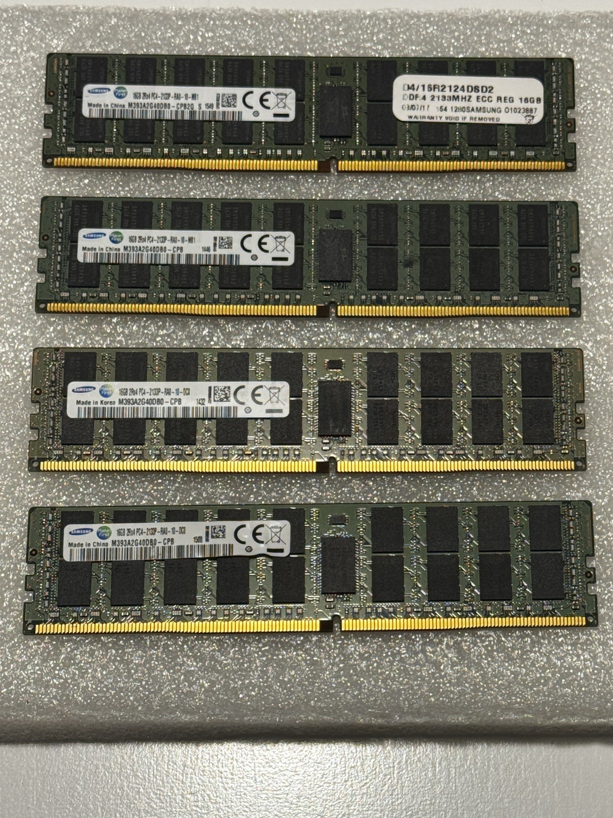 (4) Samsung M393A2G40DB0-CPB 16GB 2Rx4 PC4-2133P-RA0-10-DC0 Server ECC Memory