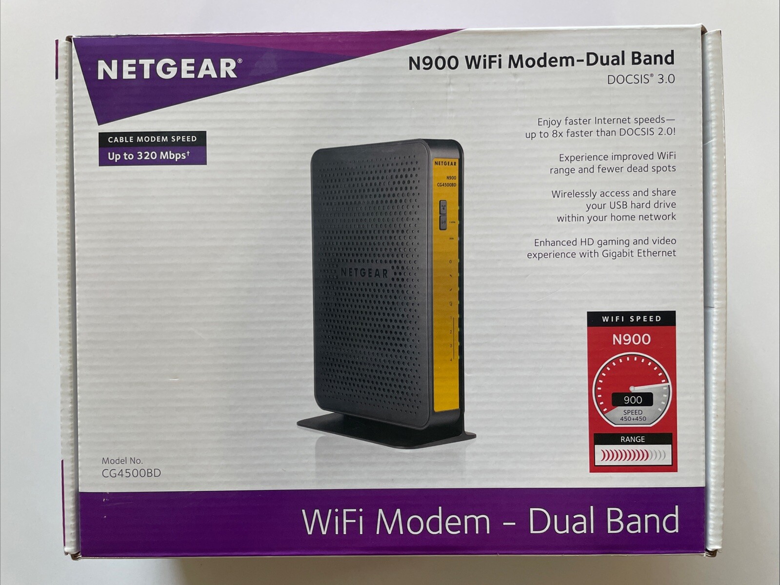 2013 Netgear N900 4-Port Wireless Router (CG4500BD) UNUSED OPEN BOX