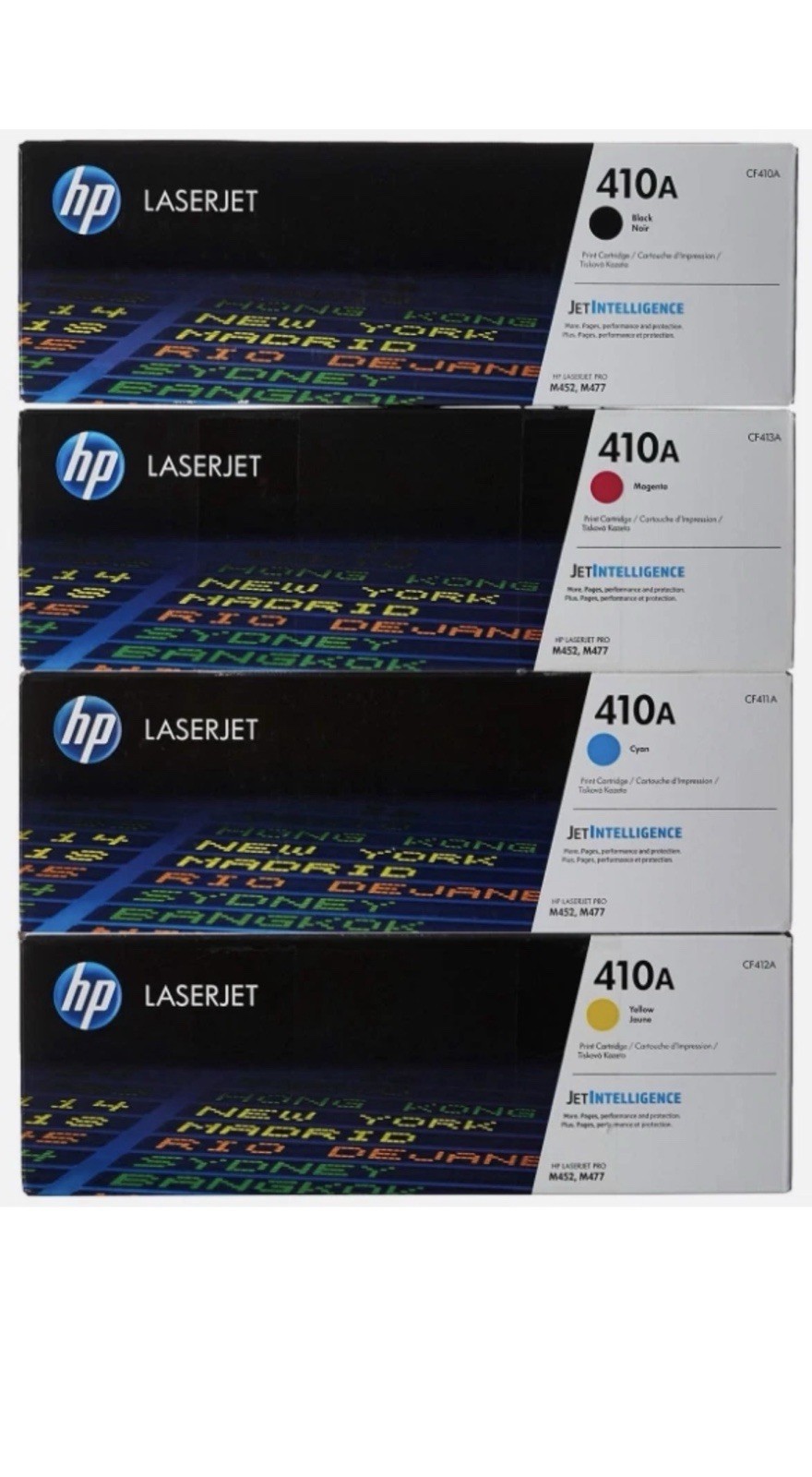 HP 410A Toner Cartridge Set (Black, Cyan, Magenta, Yellow) -Pack Of 4  M452 M477