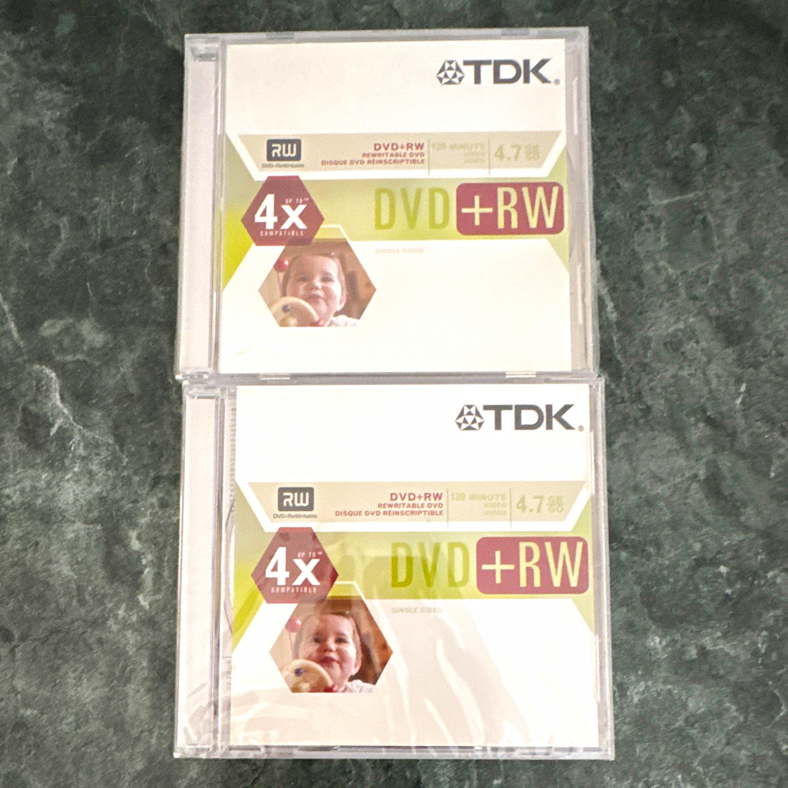2 pack TDK DVD+RW Rewritable Disc 4.7GB 4x 120 Min Jewel Case DVRW47SAX