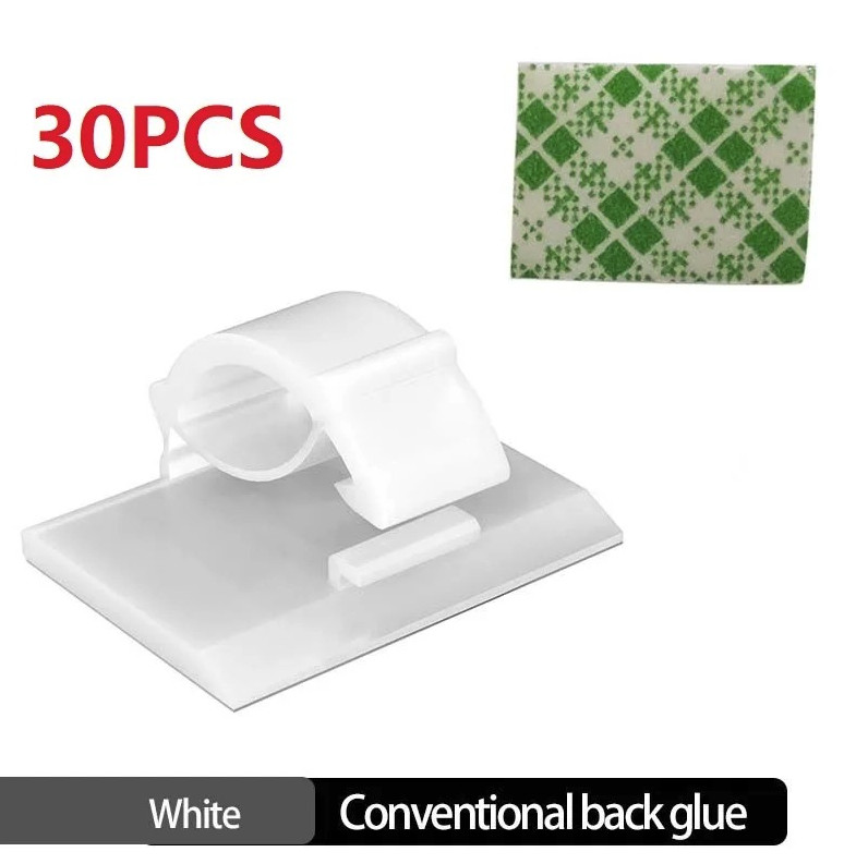 30pcs Self Adhesive Cable Clips Cord Organizer Wire Management Holders - NEW