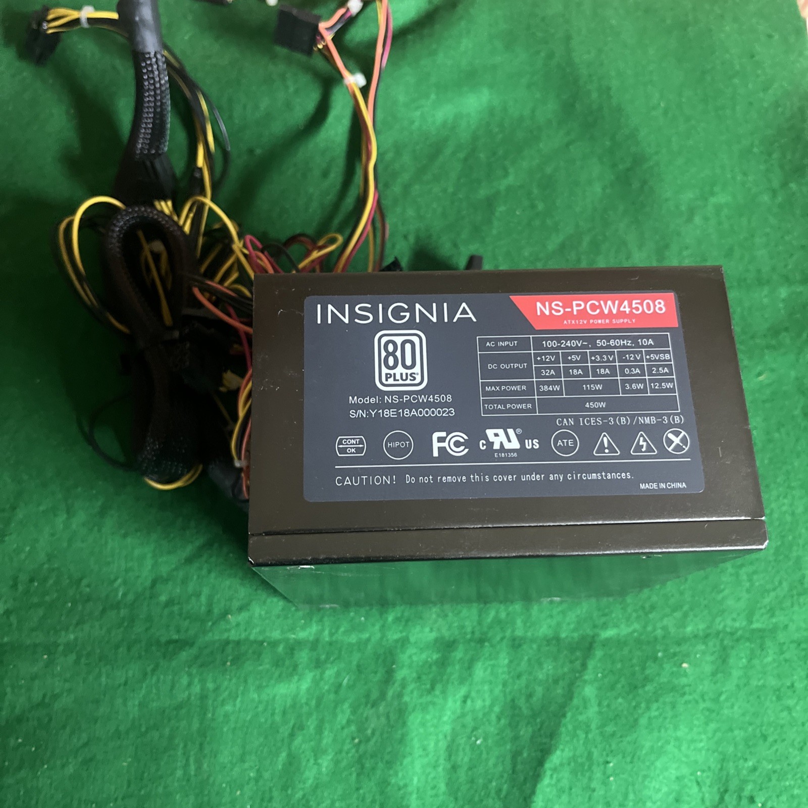Insignia 450W 80 Plus ATX Power Supply NS-PCW4508 @2E