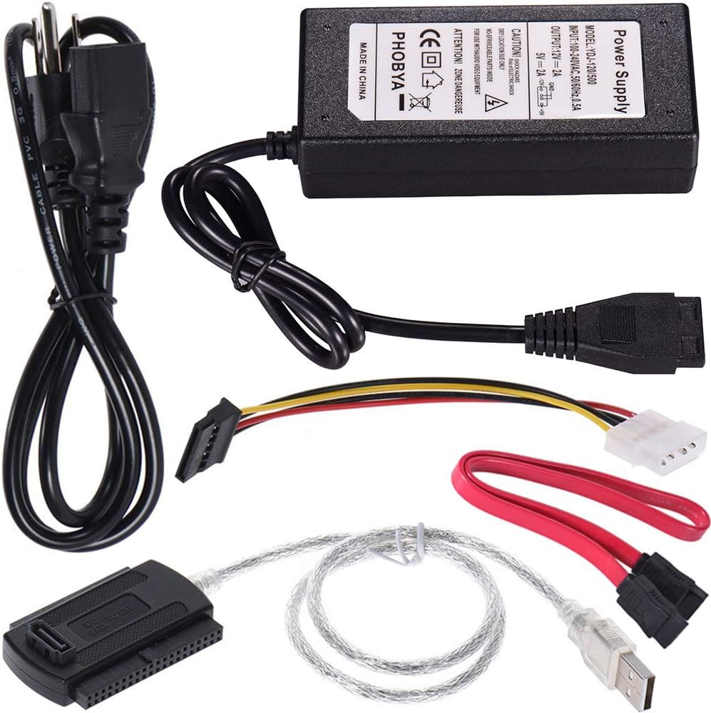 Cable Adaptador SATA PATA IDE a USB 2.0 para Discos Duros 2.5 3.5 con Fuente AC