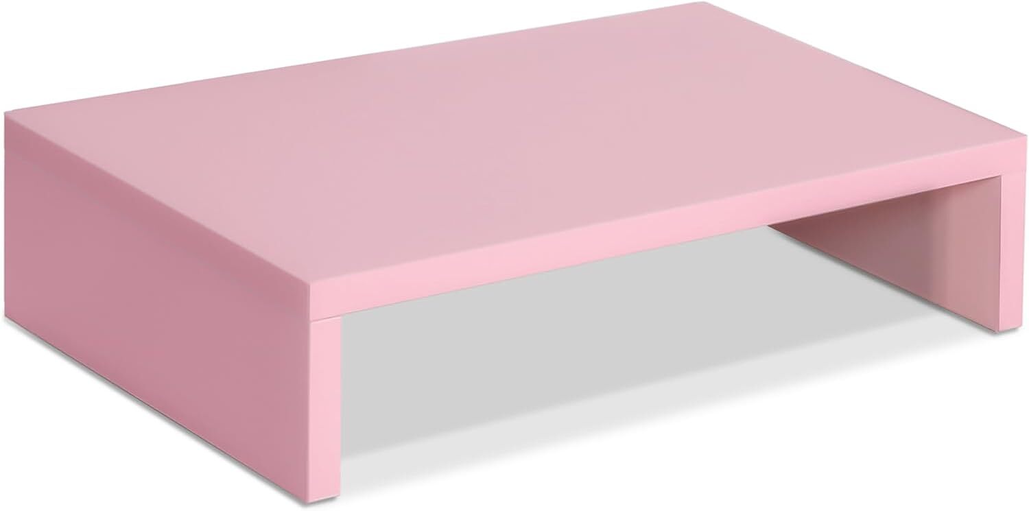 TEAMIX Pink Monitor Stand Riser, Wood Riser with Storage for 