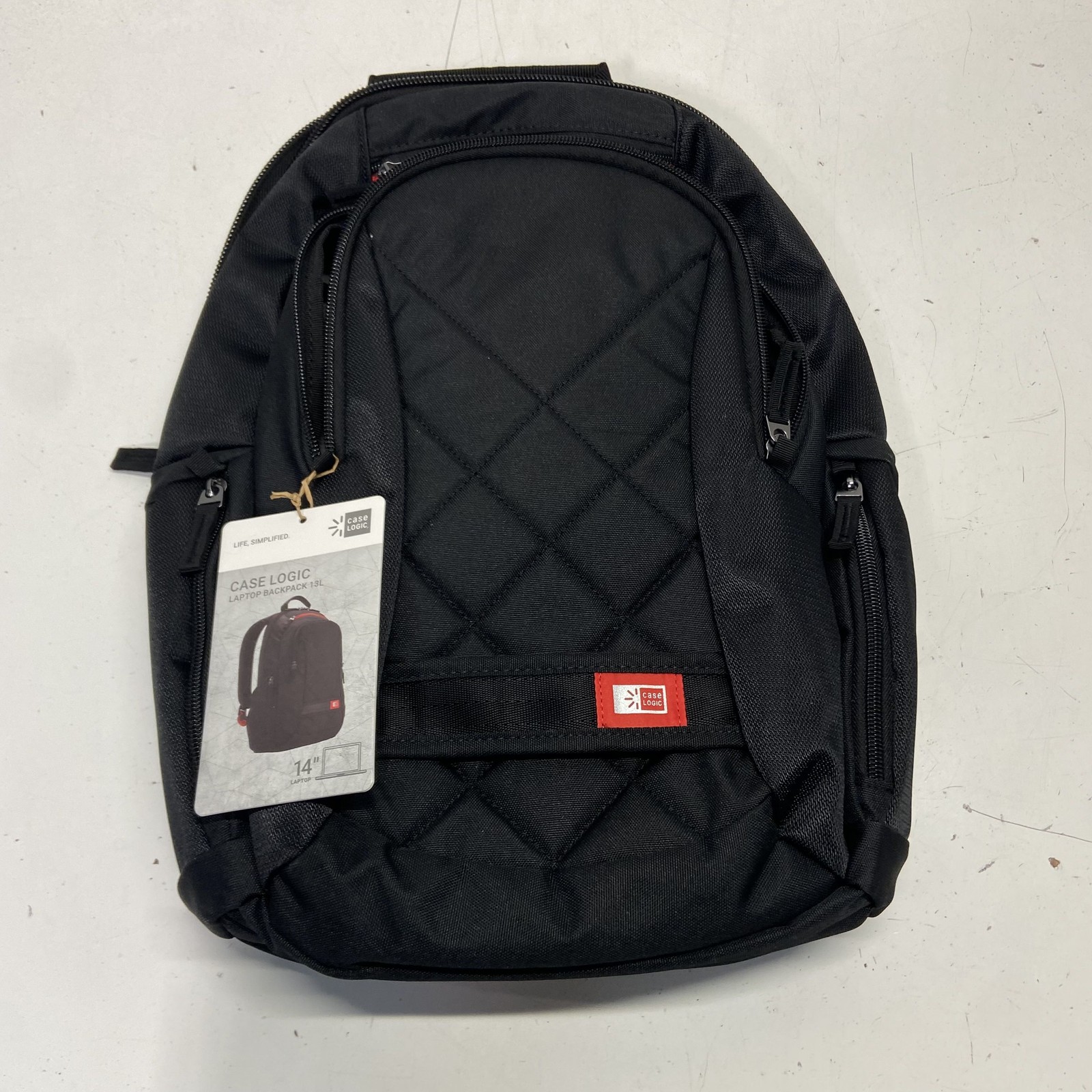 Case Logic Black 14" Laptop Backpack 13L DLBP114 Quilted Tech Bag
