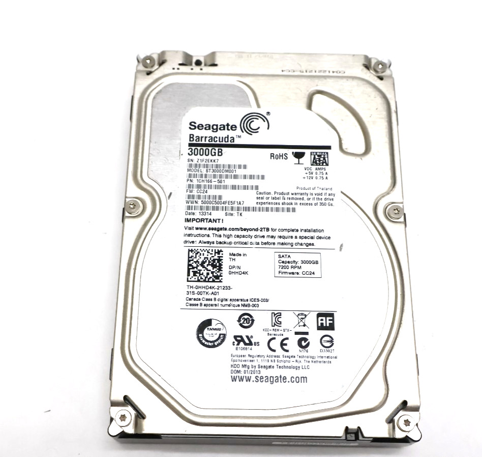 Seagate Barracuda ST3000DM001 3TB 7200 RPM 3.5" SATA Hard Drive 1CH166-501