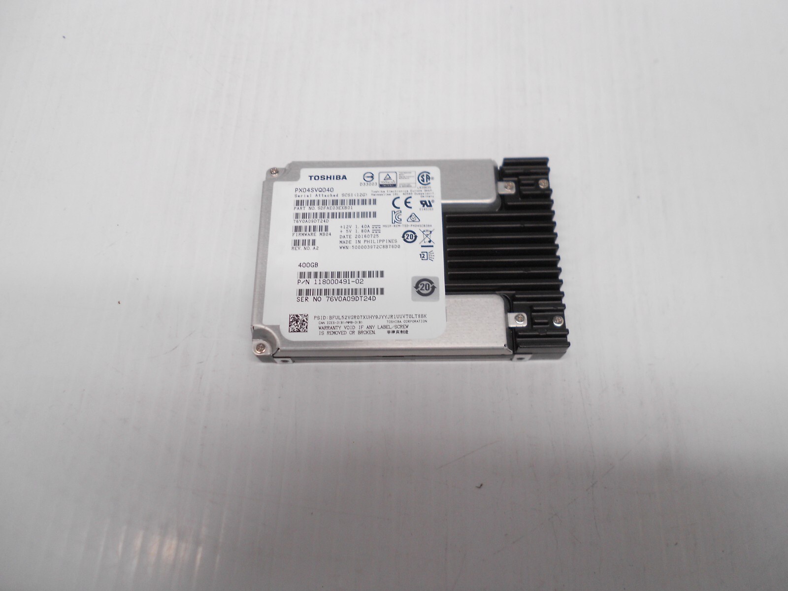 Toshiba 400GB SSD SAS 2.5" 12Gbps 12g Server Hard Drive Fits Dell HP PX05SMB040