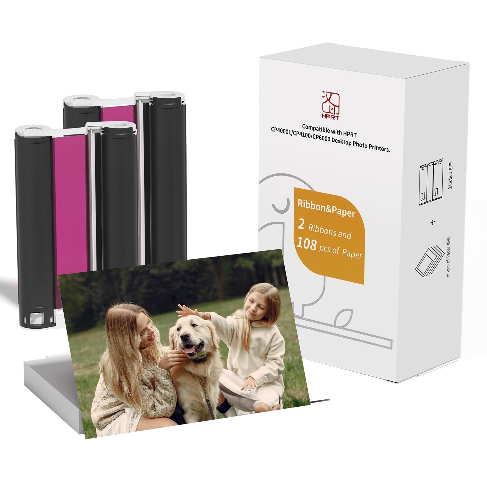 HPRT 4x6" Photo Paper and Ribbons Refill, For CP4100 Printer, 108Sheets | HPR...