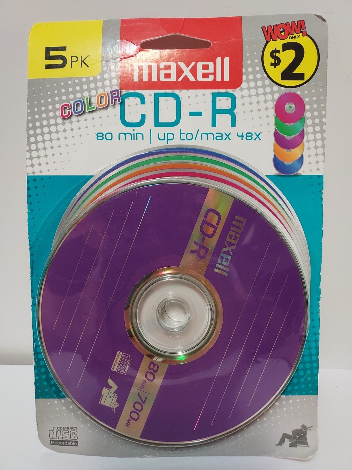 5 Pack Maxell Color CD-R Data - Music Photos - 80mins 700mb -  Sealed packaging