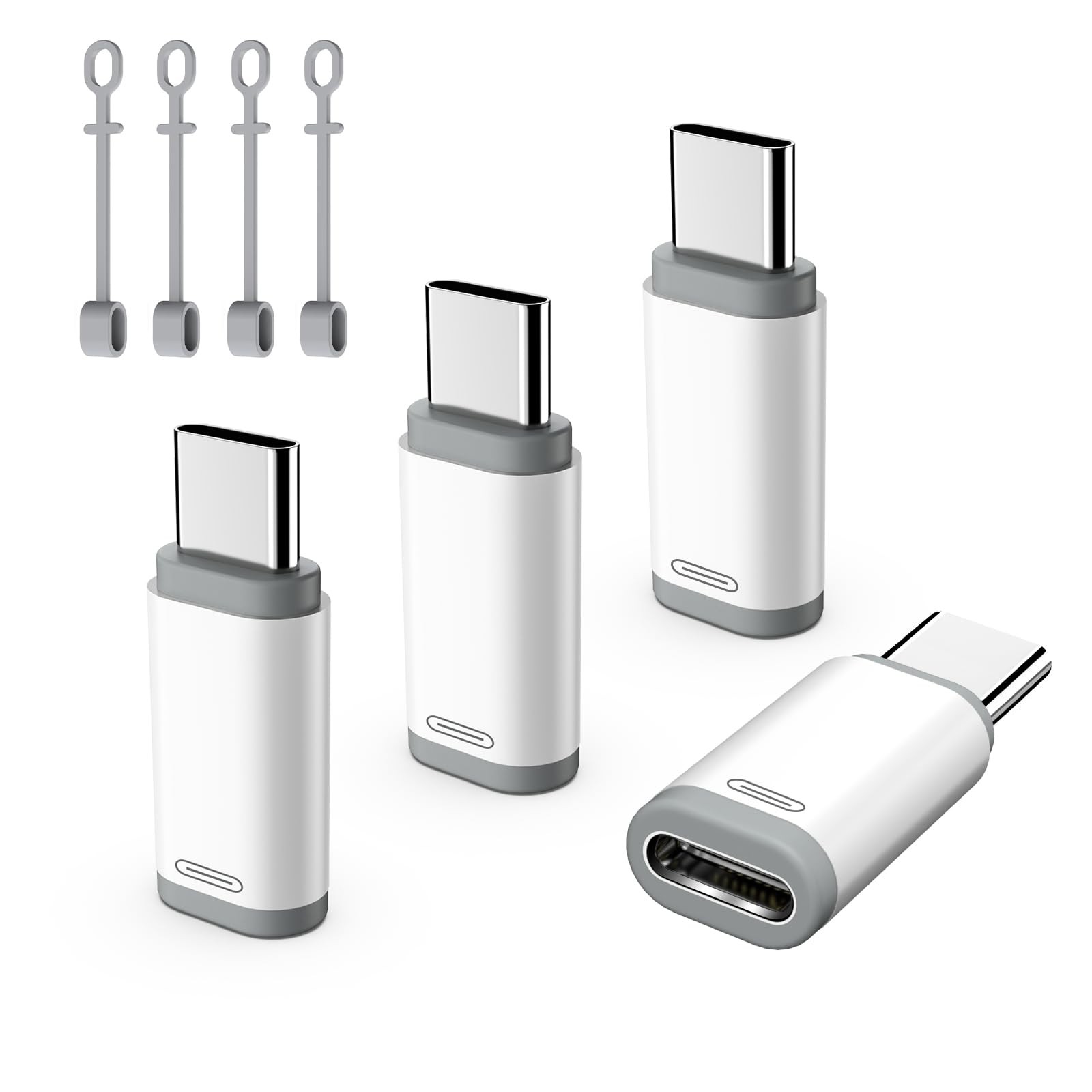 TiMOVO Lightning Female to USB C Male Adapter, 4 Pack 4 Pack, White&Gray