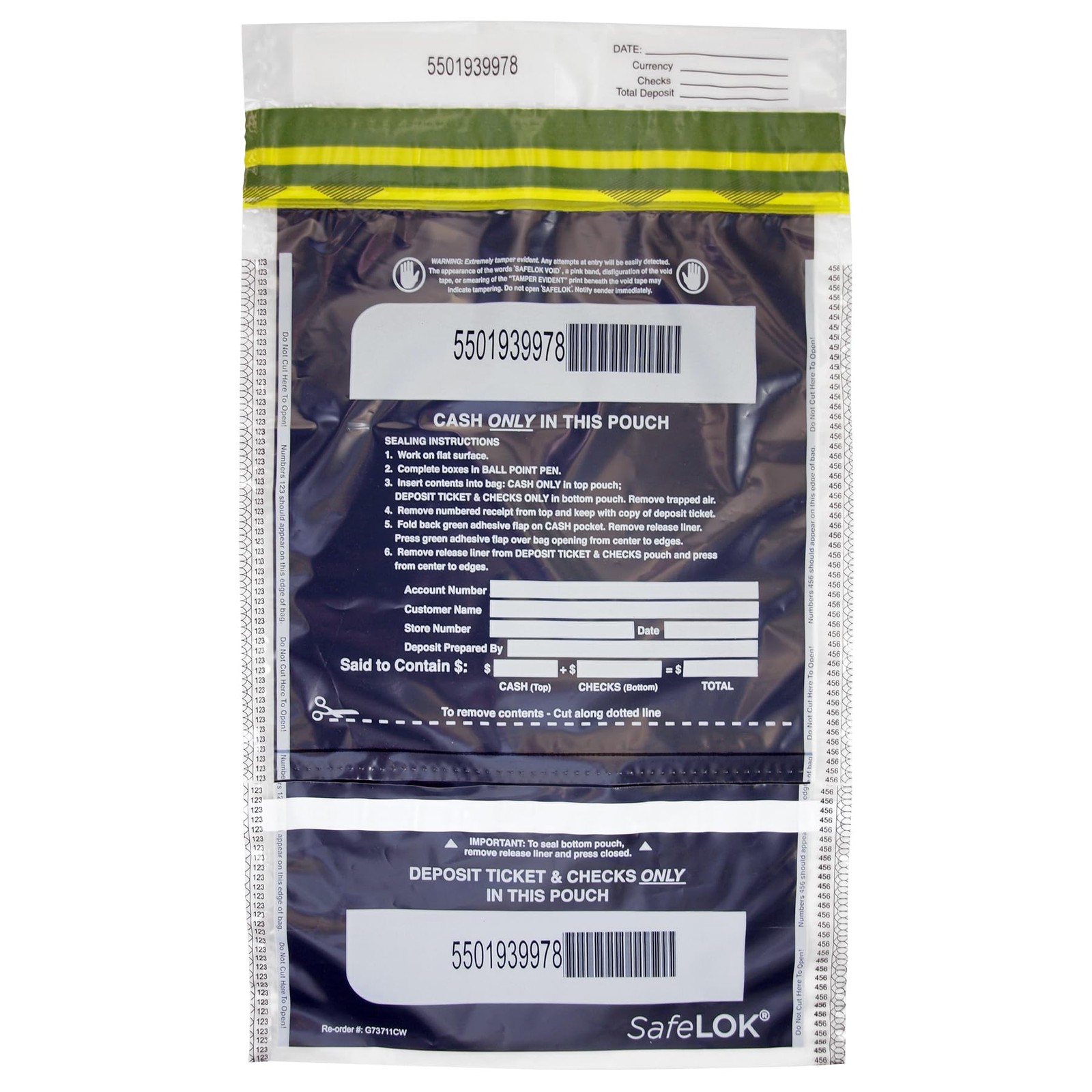 Deposit Bags 10 x 15 Clear Vertical 100 ControlTek SafeLok