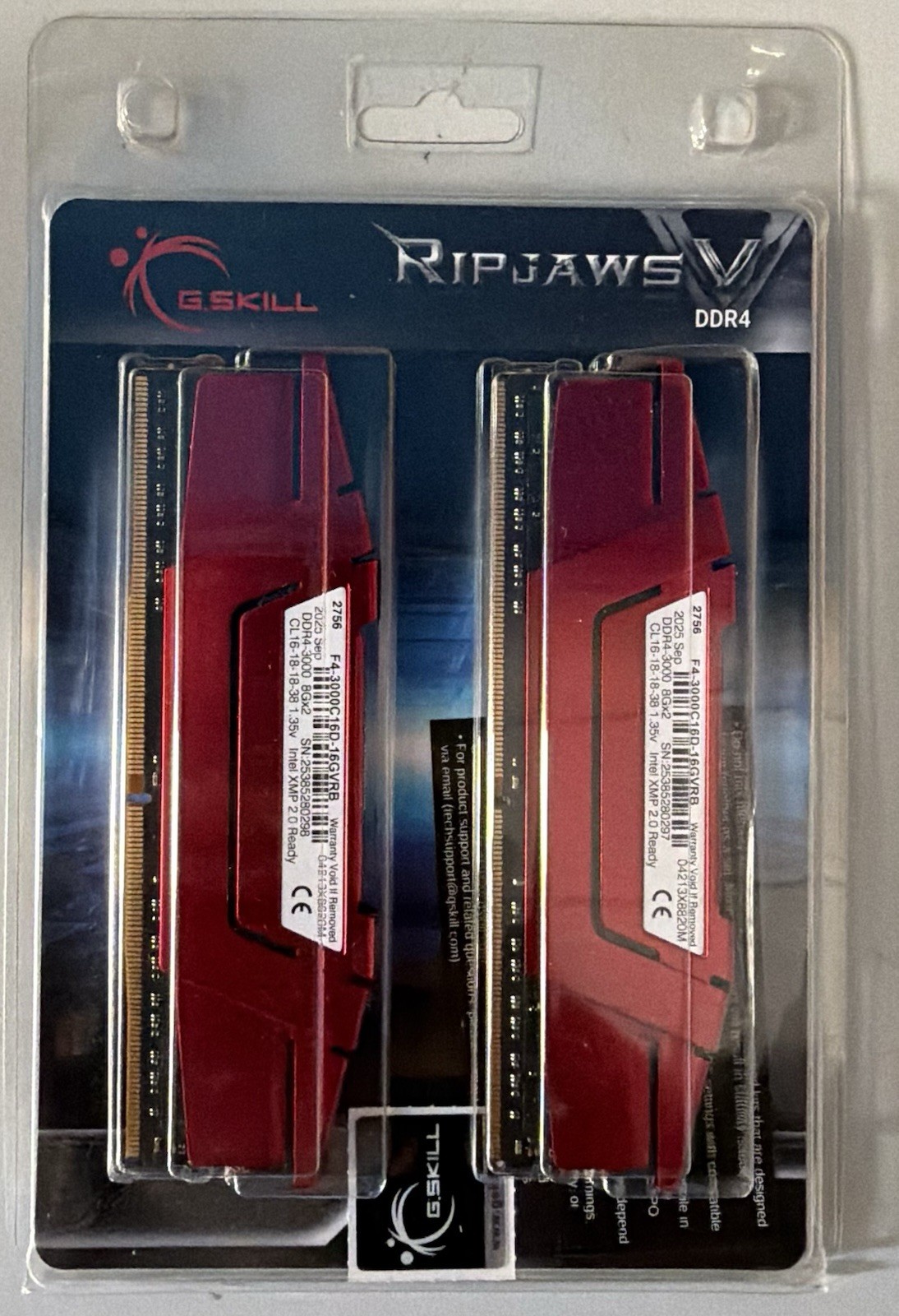 G.SKILL RipjawsV Series DDR4 RAM (XMP) 16GB (2x8GB) 3000MT/s CL16-18-18-38 1....